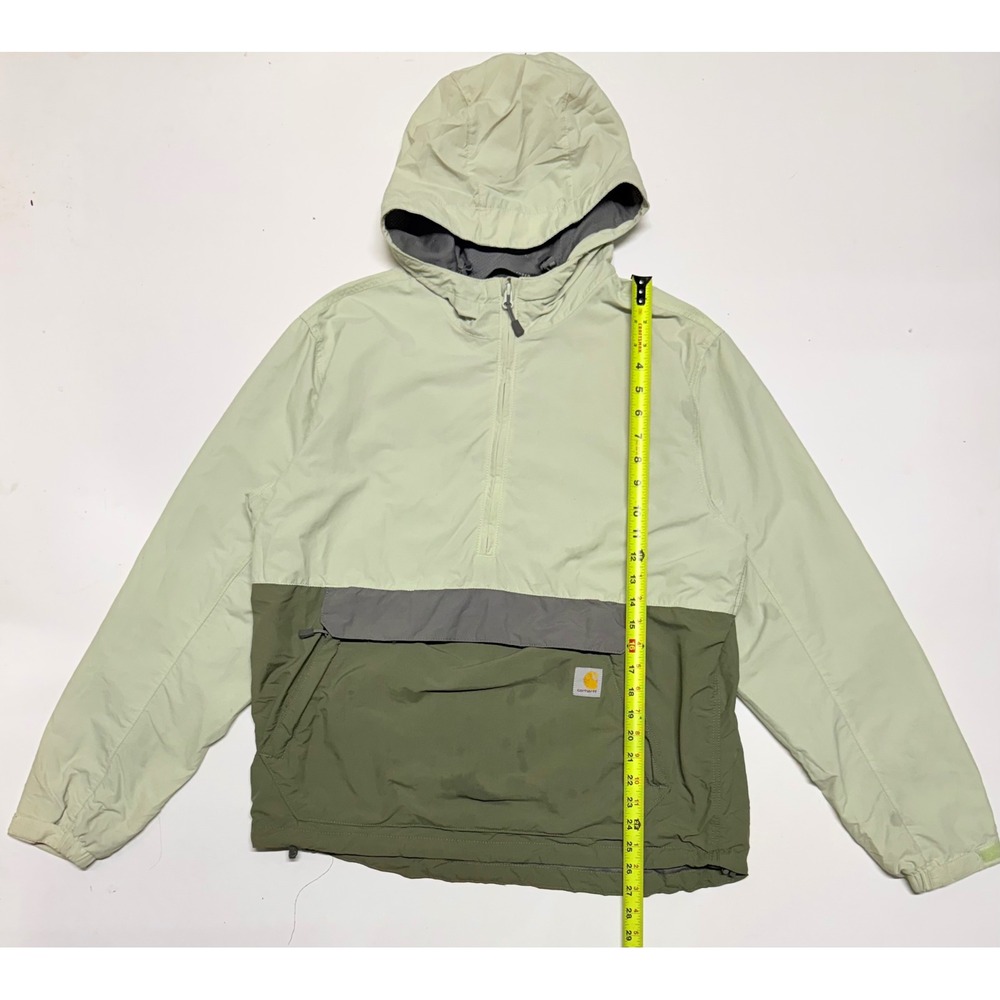 Carhartt Mens Loose Fit Anorak Jacket Green Grey Half Zip Hooded OJ5749-M Size M